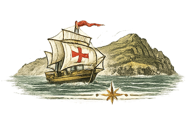 A ship arriving at the island of Madeira