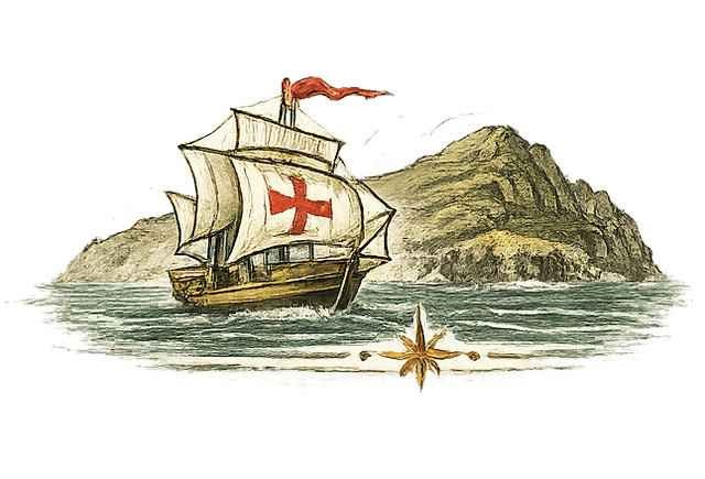 A ship arriving at the island of Madeira