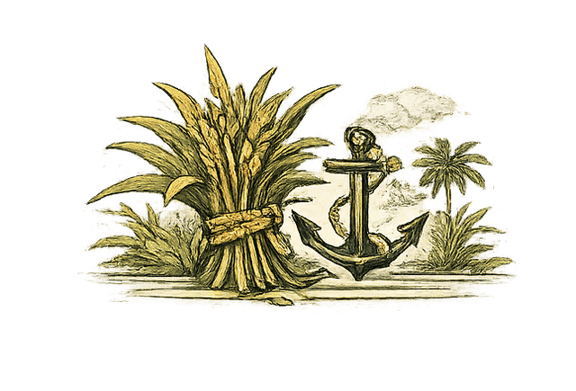 Sugar cane and an anchor at the estate